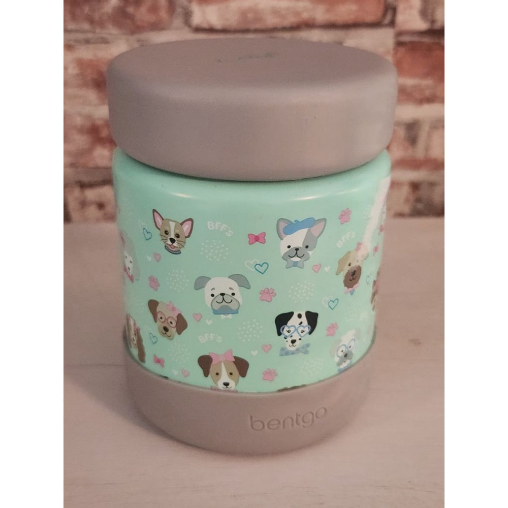 Bentgo Kids' Mint Green & Gray Dog Print Water Bottle One Size